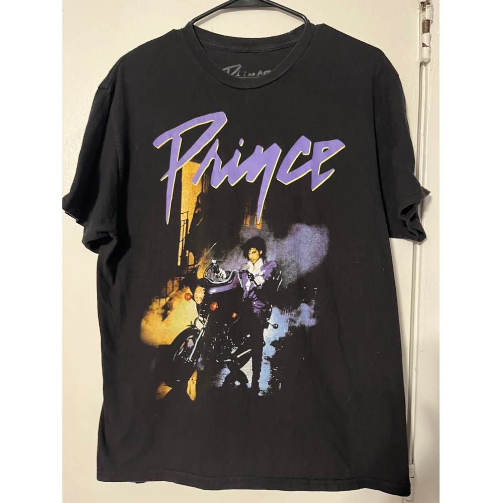 Prince Purple Rain Graphic T-Shirt Mens Large Black Short Sleeve Music Tee